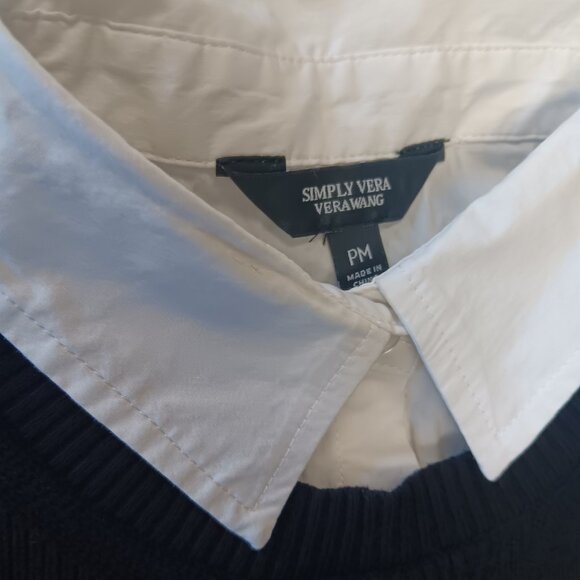 Layered Lace Back Sweater/Collared Blouse Size PM - Picture 4 of 13